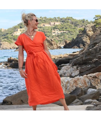 Robe Athéna - lin orange de votre