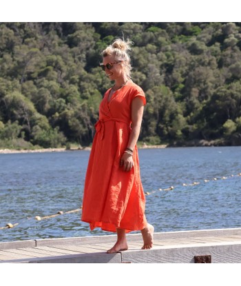 Robe Athéna - lin orange de votre