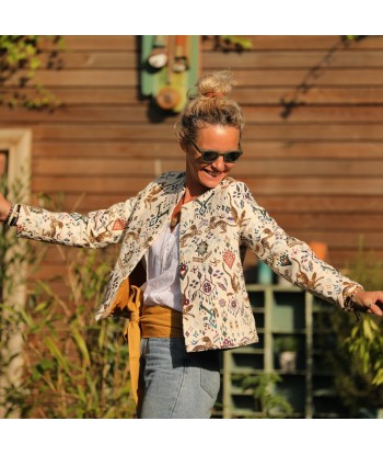 Veste Frida jacquard majestique - doublure lin ocre une grave pollution 