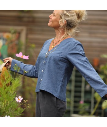 Blouse Flora - broderie bleu azur Fin de série