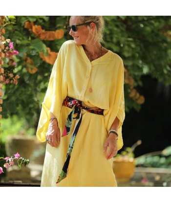 Robe Xiou double gaze de coton jaune vif Venez découvrir notre 