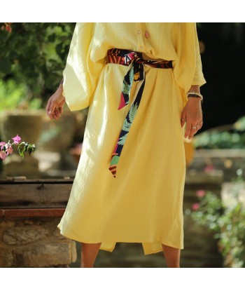 Robe Xiou double gaze de coton jaune vif Venez découvrir notre 