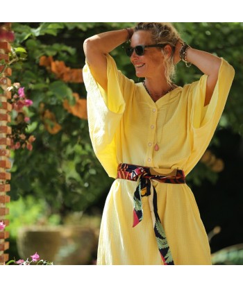 Robe Xiou double gaze de coton jaune vif Venez découvrir notre 