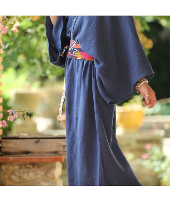 Robe Xiou double gaze de coton bleu indigo commande en ligne