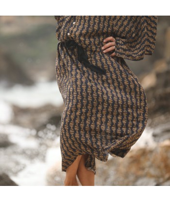 Robe Xiou viscose Batik marine/camel JUSQU'A -70%! 