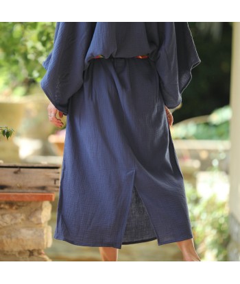 Robe Xiou double gaze de coton bleu indigo commande en ligne