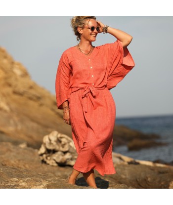 Robe Xiou double gaze de coton orange délavé pas cheres