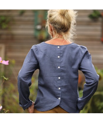 Blouse Flora - lin bleu doux rembourrage situé sous