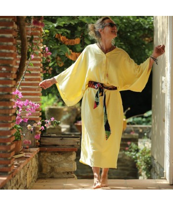 Robe Xiou double gaze de coton jaune vif Venez découvrir notre 