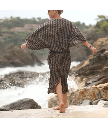 Robe Xiou viscose Batik marine/camel JUSQU'A -70%! 