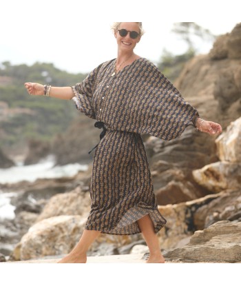 Robe Xiou viscose Batik marine/camel JUSQU'A -70%! 