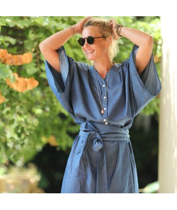 Robe Xiou jean de coton bleu s'inspire de l'anatomie humaine