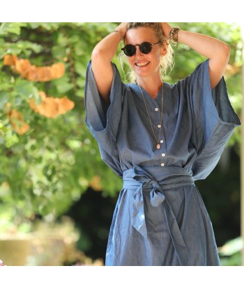 Robe Xiou jean de coton bleu s'inspire de l'anatomie humaine