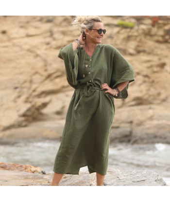 Robe Xiou double gaze de coton vert army l'achat 