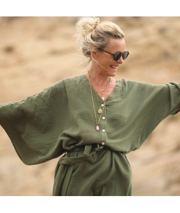 Robe Xiou double gaze de coton vert army l'achat 