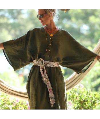 Robe Xiou double gaze de coton vert army l'achat 