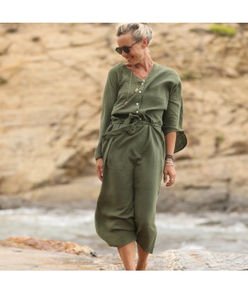 Robe Xiou double gaze de coton vert army l'achat 