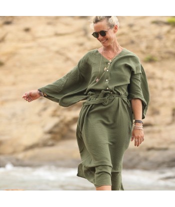 Robe Xiou double gaze de coton vert army l'achat 