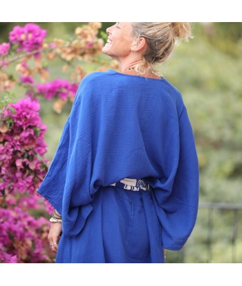 Robe Xiou double gaze de coton bleu majorelle Fin de série