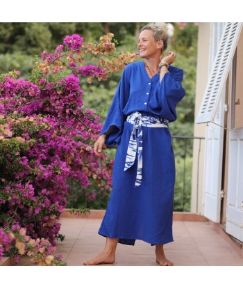 Robe Xiou double gaze de coton bleu majorelle Fin de série