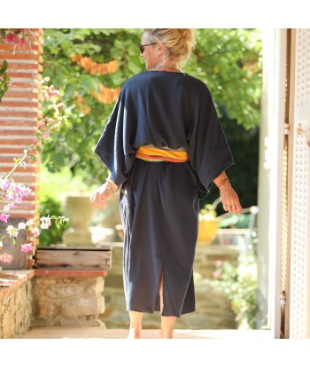 Robe Xiou double gaze de coton bleu marine Venez acheter