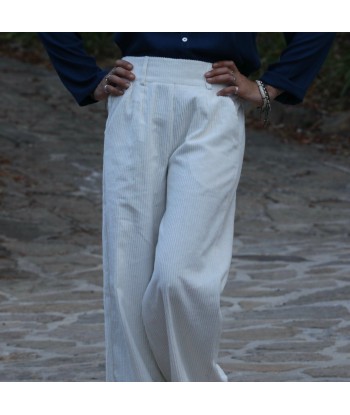 Pantalon Tom - velours de coton côtelé blanc cassé destockage