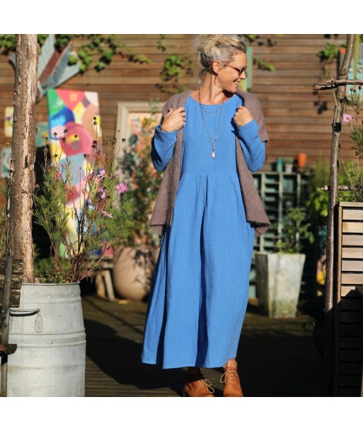 Robe Louisa - lin stone wash azur la livraison gratuite