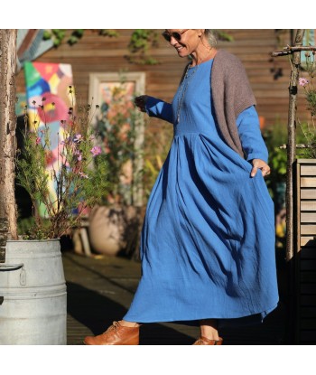 Robe Louisa - lin stone wash azur la livraison gratuite