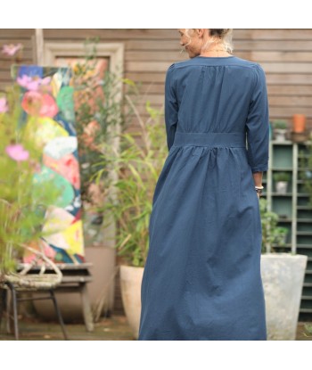 Robe Clara manches 3/4 - coton lavé bleu marine Les magasins à Paris et en Île-de-France