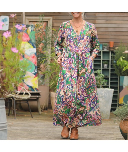 Robe Clara manches 3/4 - viscose fleuri éclatant pour bénéficier 