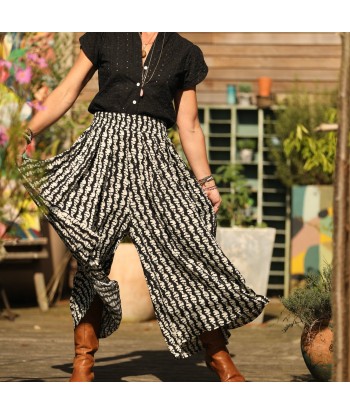 Pantalon Paco -  viscose Batik noir/blanc en stock