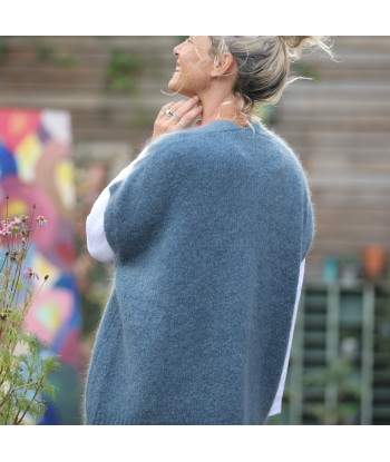 Gilet Mireille bleu jean une grave pollution 