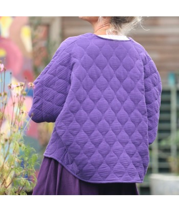 Veste kimono Yoko - double gaze de coton matelassé prune paiement sécurisé