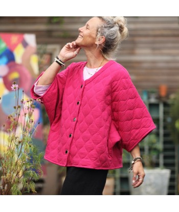 Veste kimono Yoko - double gaze de coton matelassé fushia Les êtres humains sont 