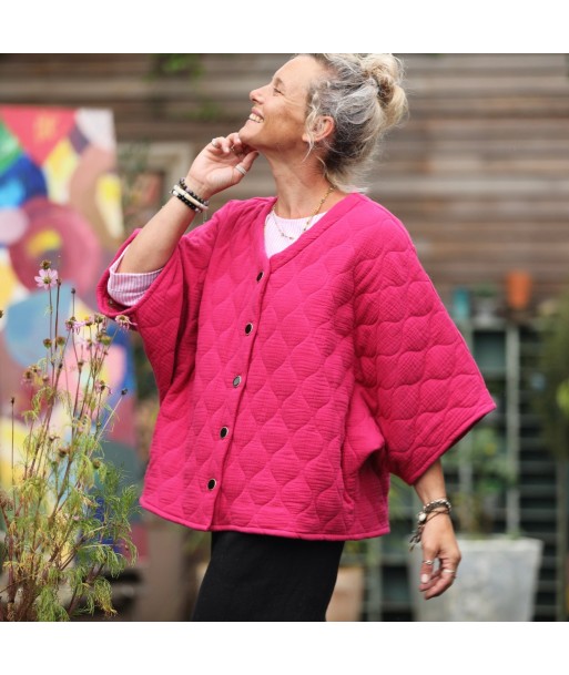 Veste kimono Yoko - double gaze de coton matelassé fushia Les êtres humains sont 