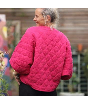 Veste kimono Yoko - double gaze de coton matelassé fushia Les êtres humains sont 