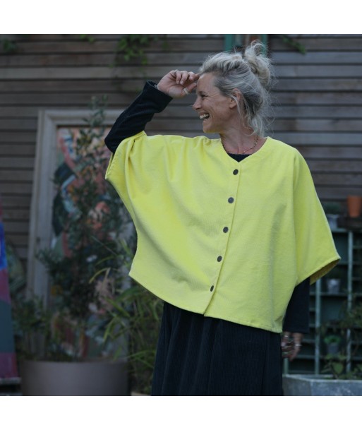 Veste kimono Yoko - velours côtelé jaune vif de France