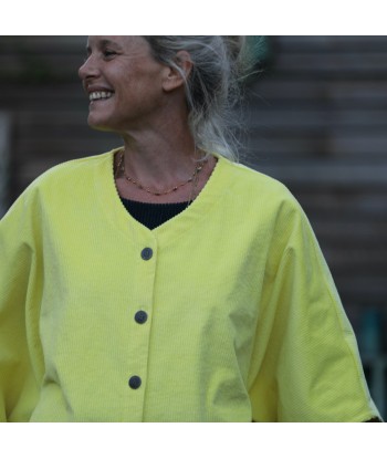 Veste kimono Yoko - velours côtelé jaune vif de France