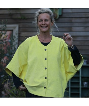 Veste kimono Yoko - velours côtelé jaune vif de France