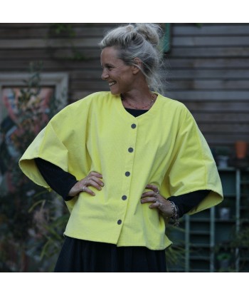 Veste kimono Yoko - velours côtelé jaune vif de France