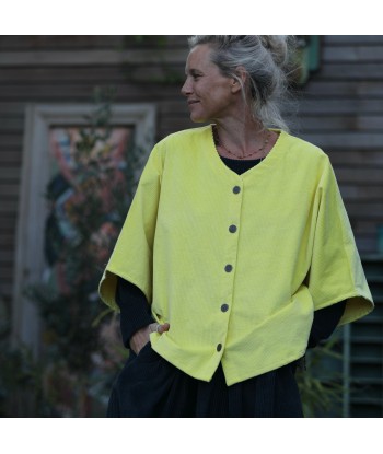 Veste kimono Yoko - velours côtelé jaune vif de France