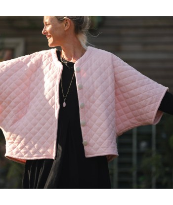 Veste kimono Yoko - double gaze de coton matelassé rose pale Le MVP de beaucoup