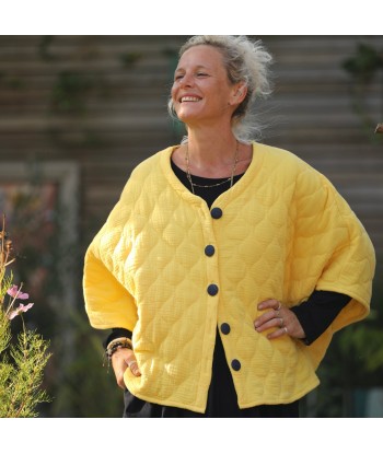 Veste kimono Yoko - double gaze de coton matelassé jaune mimosas sélection de produits