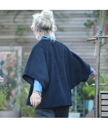 Veste kimono Yoko - velours côtelé bleu marine est présent 