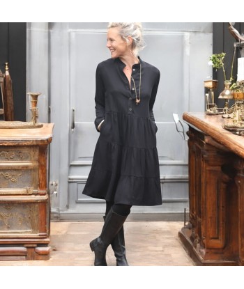 Robe Bella - sergé de viscose noir soldes