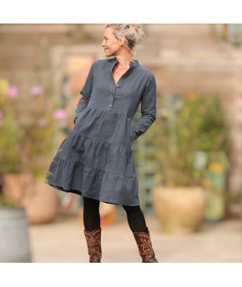 Robe Bella - lin stone wash bleu navy pas cher 