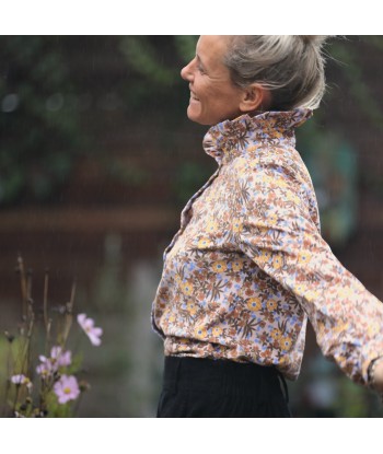 Blouse Marthe -  velours milleraies fleuri champêtre de pas cher