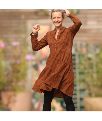 Robe Bella - double gaze de coton fleuri caramel offre 