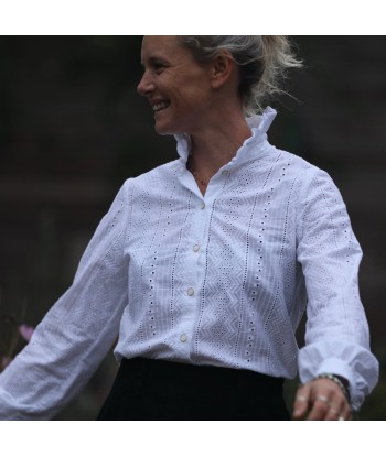 Blouse Marthe -  broderie géométrique blanche meilleur choix