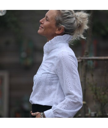 Blouse Marthe -  broderie géométrique blanche meilleur choix